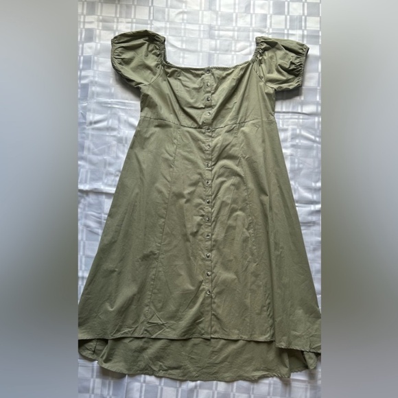 ASOS Maternity Green Off Shoulder Puff Sleeve Full Length Maxi Dress - Picture 13 of 13